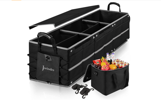 Collapsible Car Trunk Organizer with Insulated Leak proof Cooler Bag