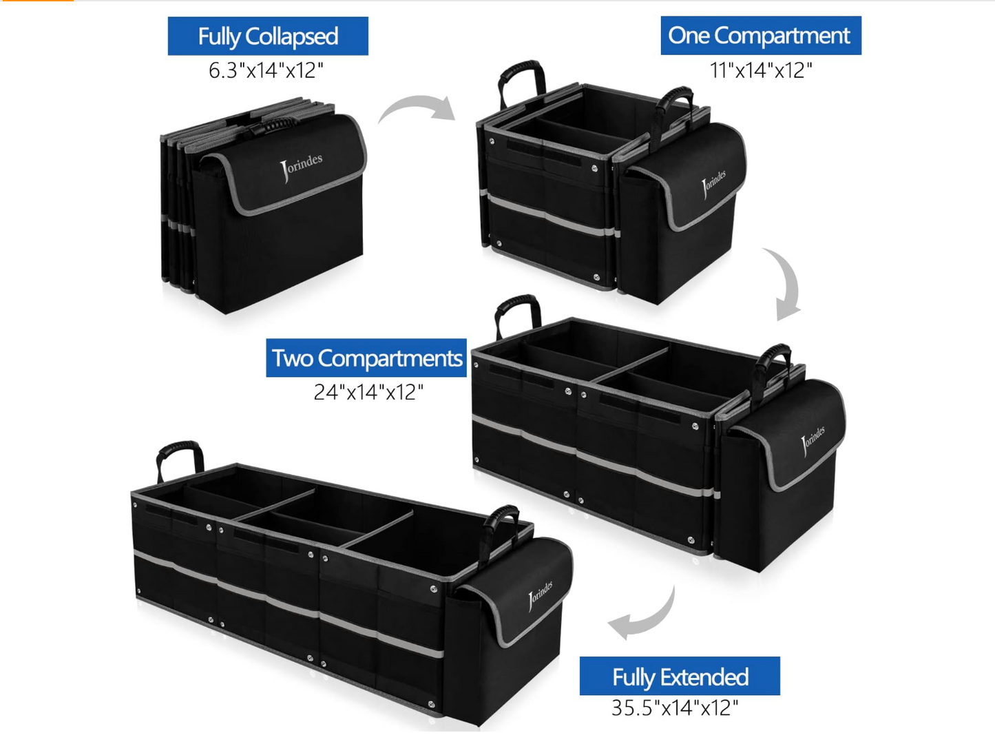 Collapsible Car Trunk Organizer with Insulated Leak proof Cooler Bag