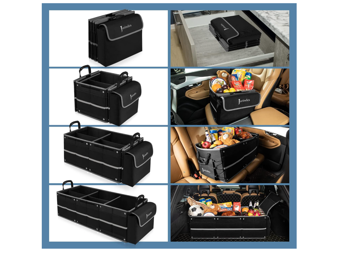 Collapsible Car Trunk Organizer with Insulated Leak proof Cooler Bag