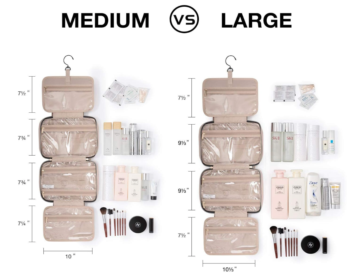 Travel Toiletry Bag with Hanging Hook